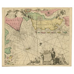 Rare Sea Chart of the East Frisian Islands or Watten and the North Sea, c.1700