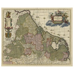 Antike dekorative Karte der niederländischen Provinzen, „17 Provinzen, Niederlande“, um 1680