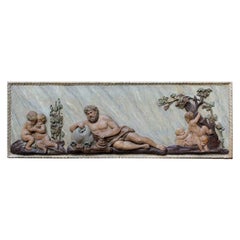 18th Century Bacchus Relief Carved and Painted Wood