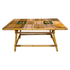 Vallauris Bamboo and Ceramic Coffee Table 1960