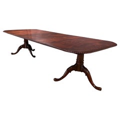 Mahogany Dining Table with Fluted Double Pedestals & Gadrooned Edge
