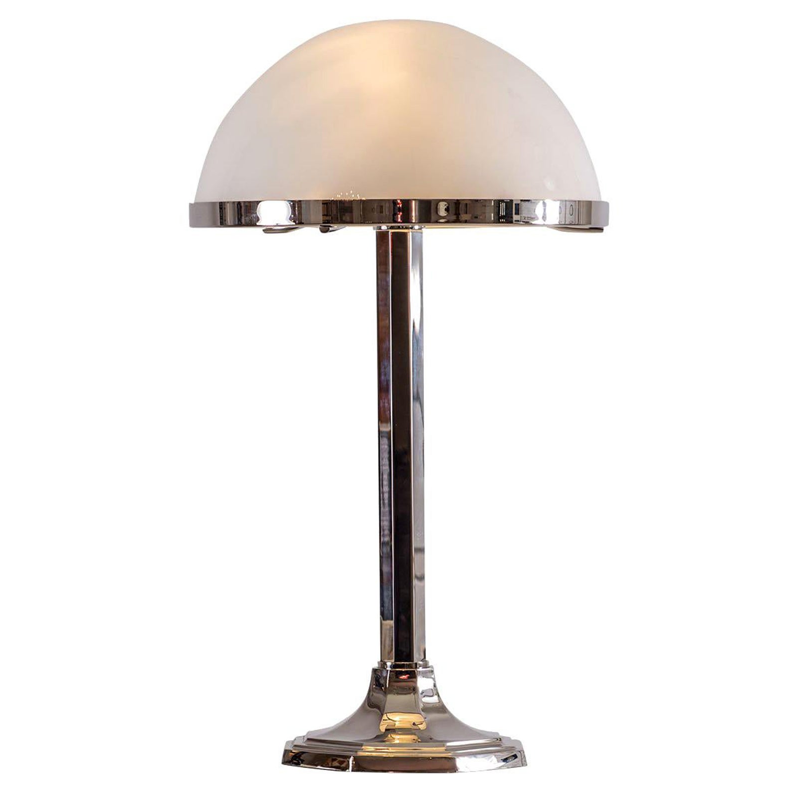 Josef Hoffmann Jugenstil Brass Talble Lamp with Opaline Glass, Re-Edition For Sale