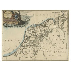 Antike Karte von Friesland zu einer Zeit, als die Franken links und sächsisch Kameen standen, 1718