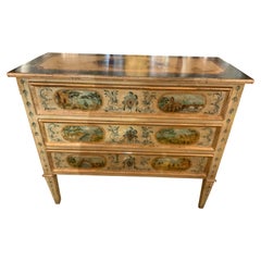Antique Venetian-Style Commode in the Neoclassical Taste, Hand Painted