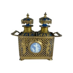 Pair of French Opaline and Gilt Bronze Parfum in Holder