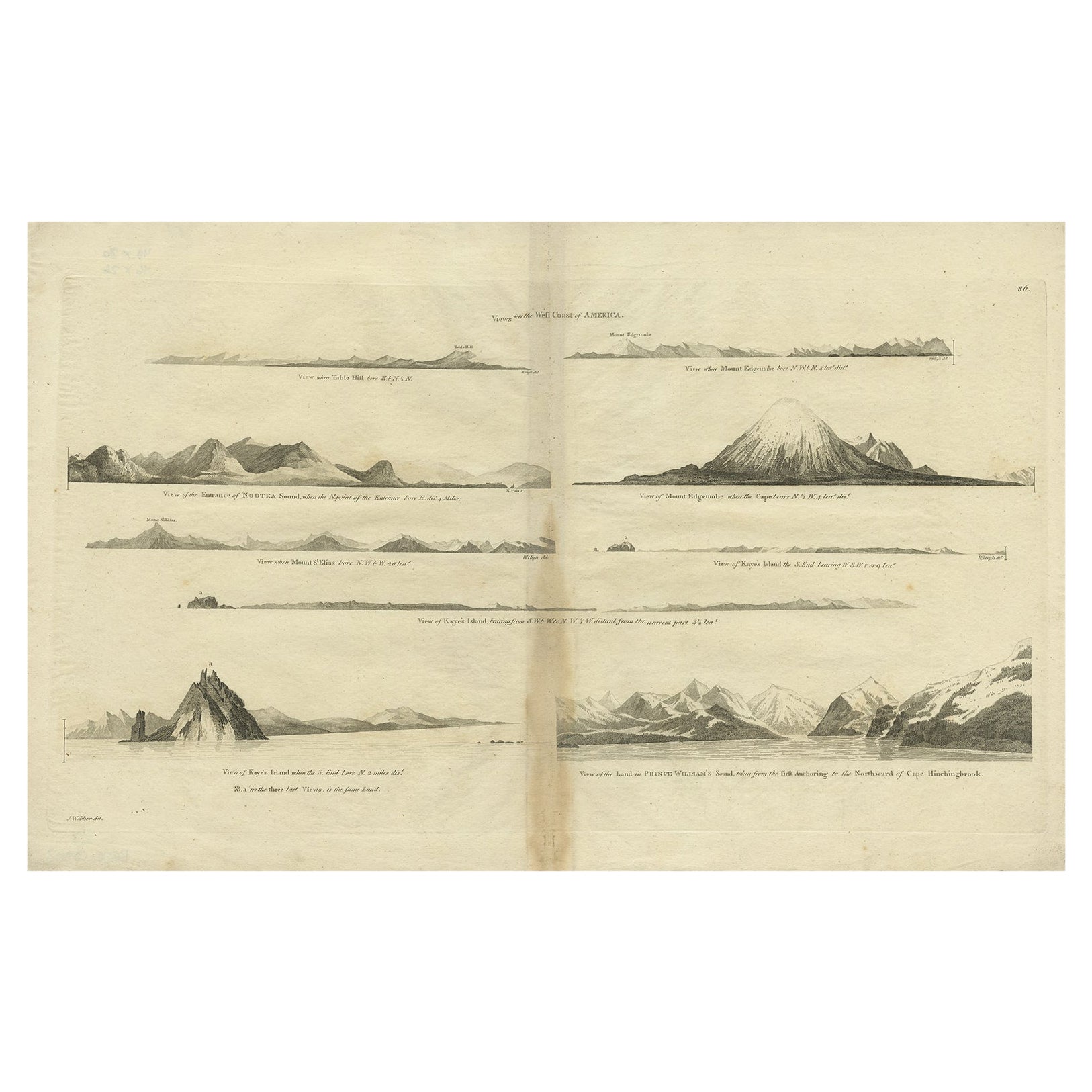Antique Map of the West Coast of America with Island Views, ca.1784 For Sale