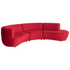 Post Modern Freeform Cloud Sectional in Red Ultrasuede
