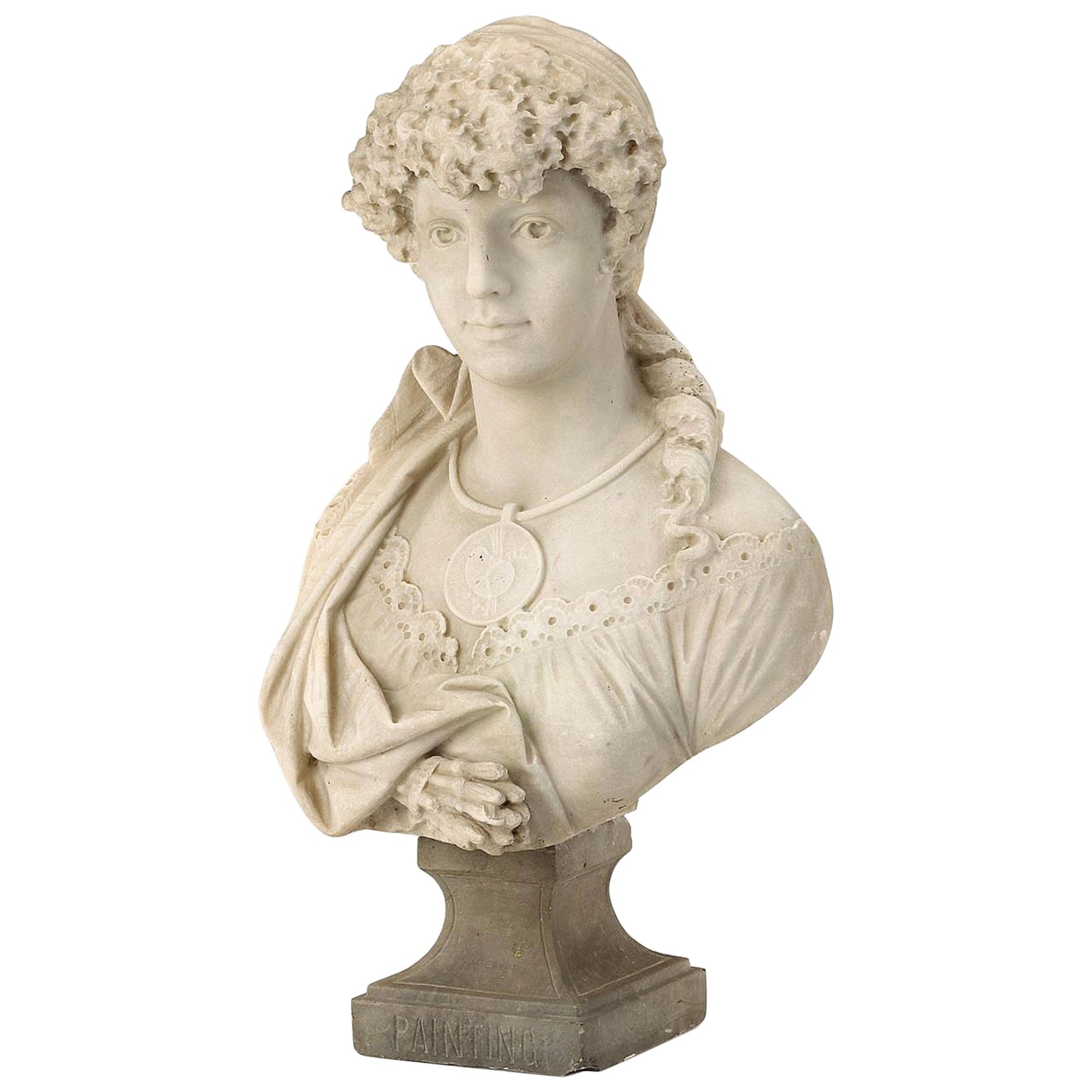19th Century Marble Bust Allegory of Painting