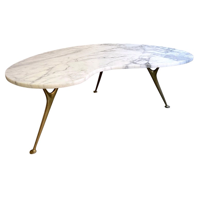 Mid-Century Italian Marble and Brass Coffee Table
