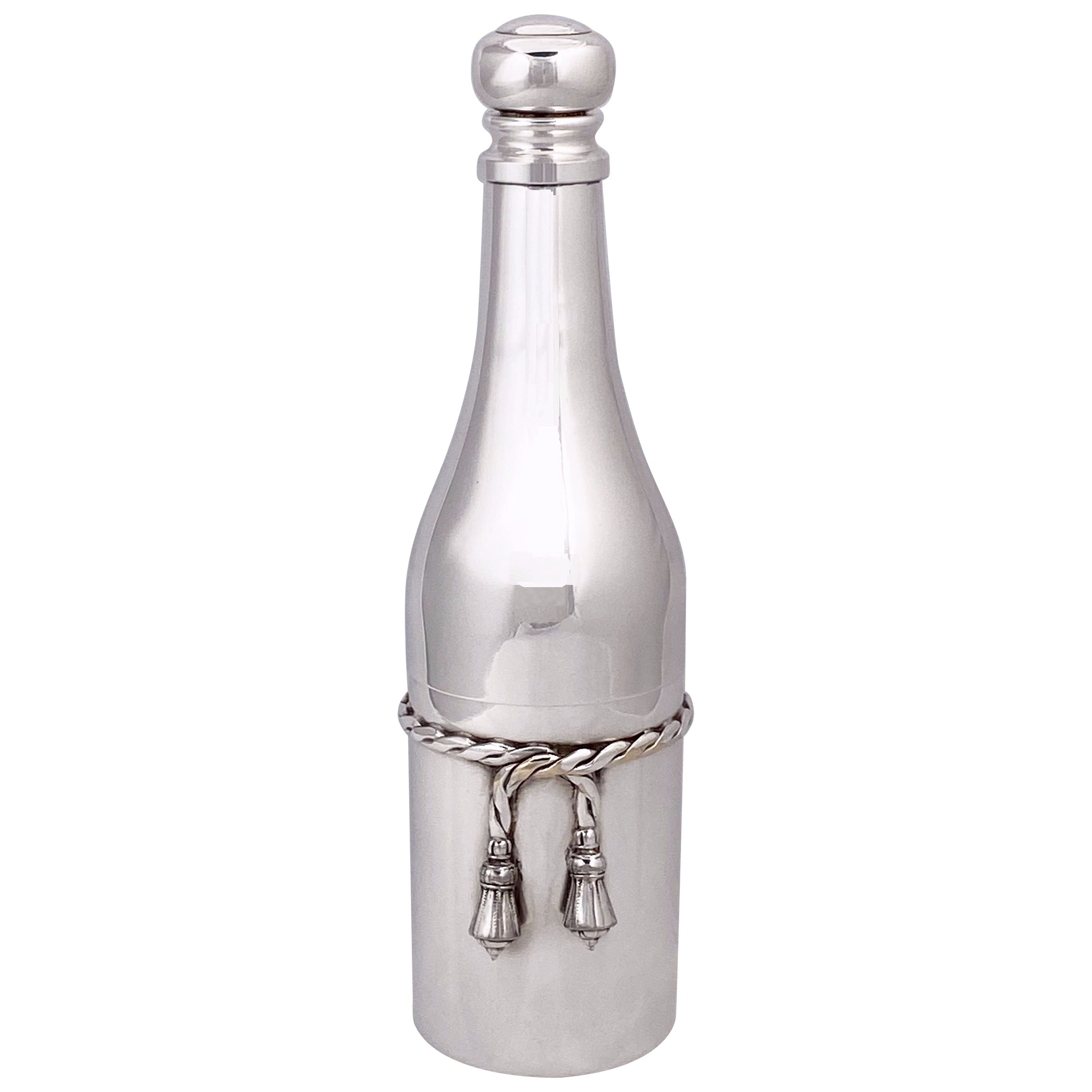 Rare Silver Plated Champagne Bottle Cocktail Shaker For Sale at 1stDibs