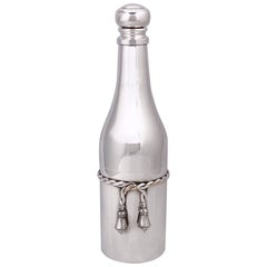French Mid-Century Silver Cocktail Shaker with Bottle-Shape Design