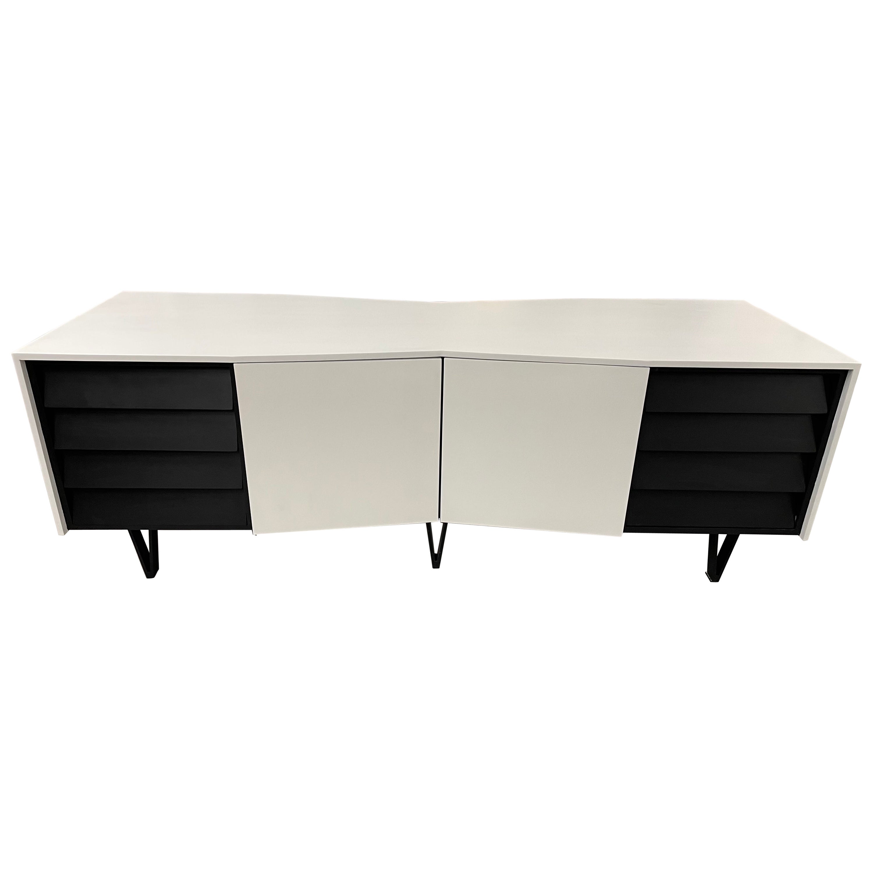Two Sided Angled Credenza For Sale
