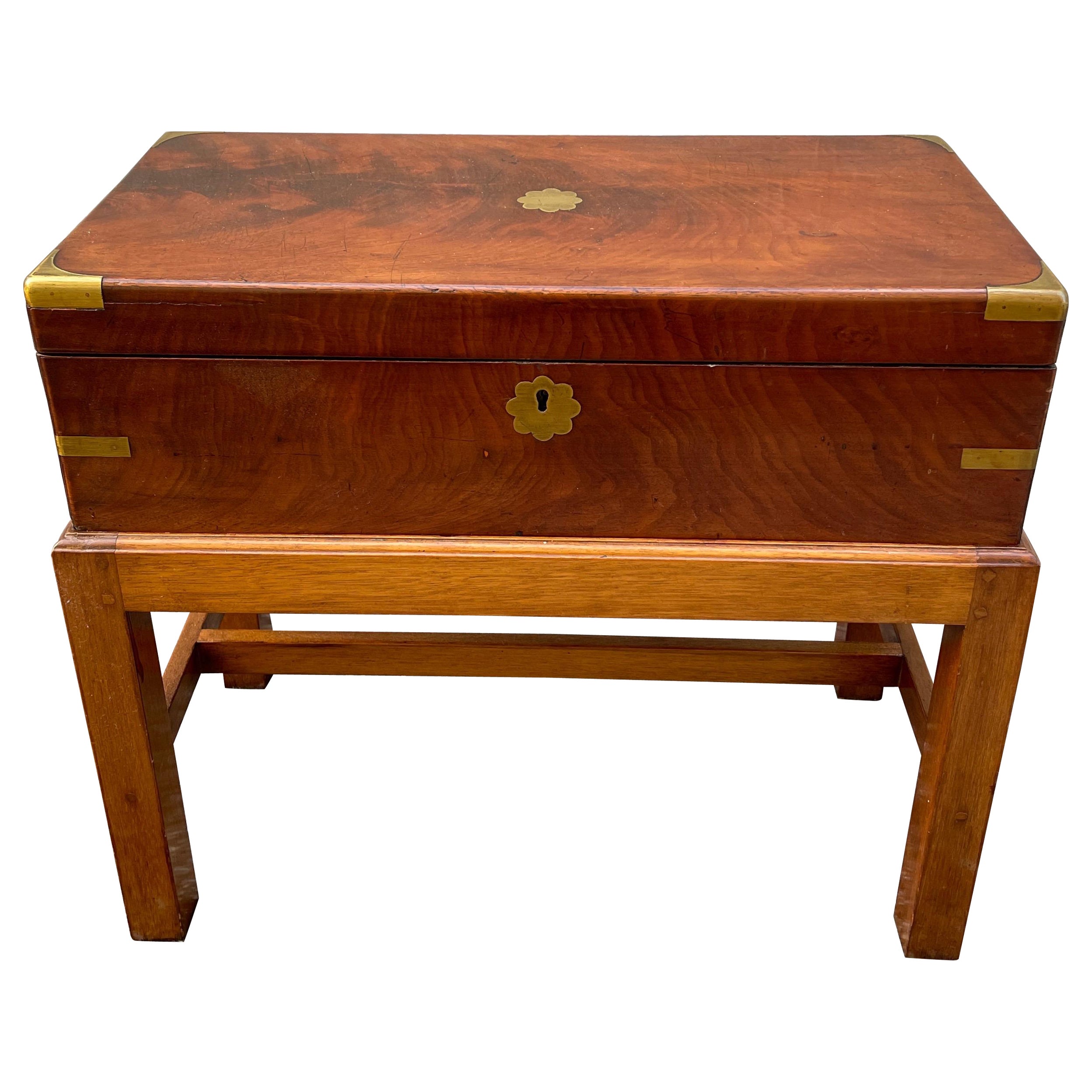 Antique Campaign Style Lap Desk on Stand