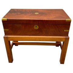 Antique Campaign Style Lap Desk on Stand