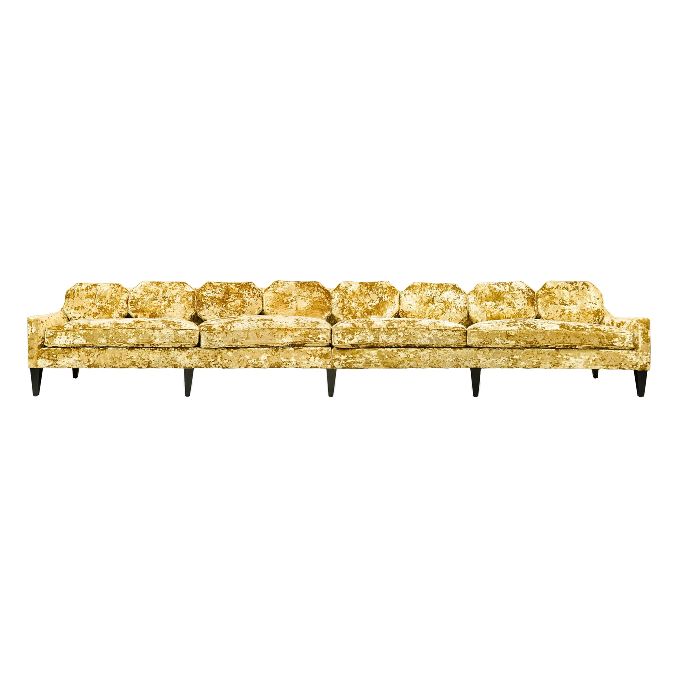 Customizable Classic Sofa with Crushed Velvet and Shaped Back Pillows