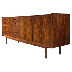 Rosewood Multi Drawers Two Doors Compartment Gallery Top Danish Credenza Dresser