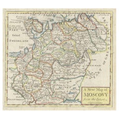 Antique Map of West Russia, with Title a New Map of Moskovy, 1741