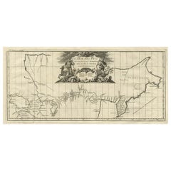 Antique Map with Details of Berings' Expedition into Russians' Far East, 1737