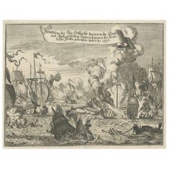 Sea Battle with the English Destroying French Ships in the Nine Year War, c.1700