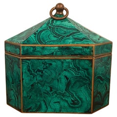 Regency Style Faux Malachite Tole Box