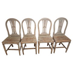 Four 19th Century Swedish Gustavian Chairs with Original Paint Swedish Antiques