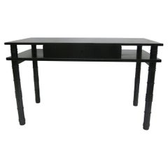 French Midcentury Modern Neoclassical Ebonized Sycamore Desk by Leon Jallot 1936