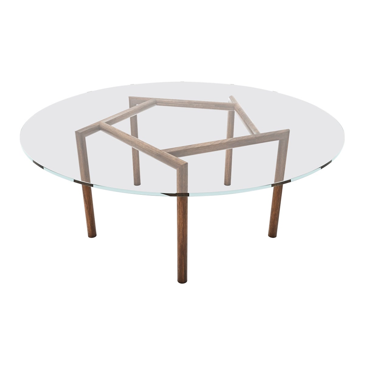 Gallagher Glass Coffee Table Walnut For Sale