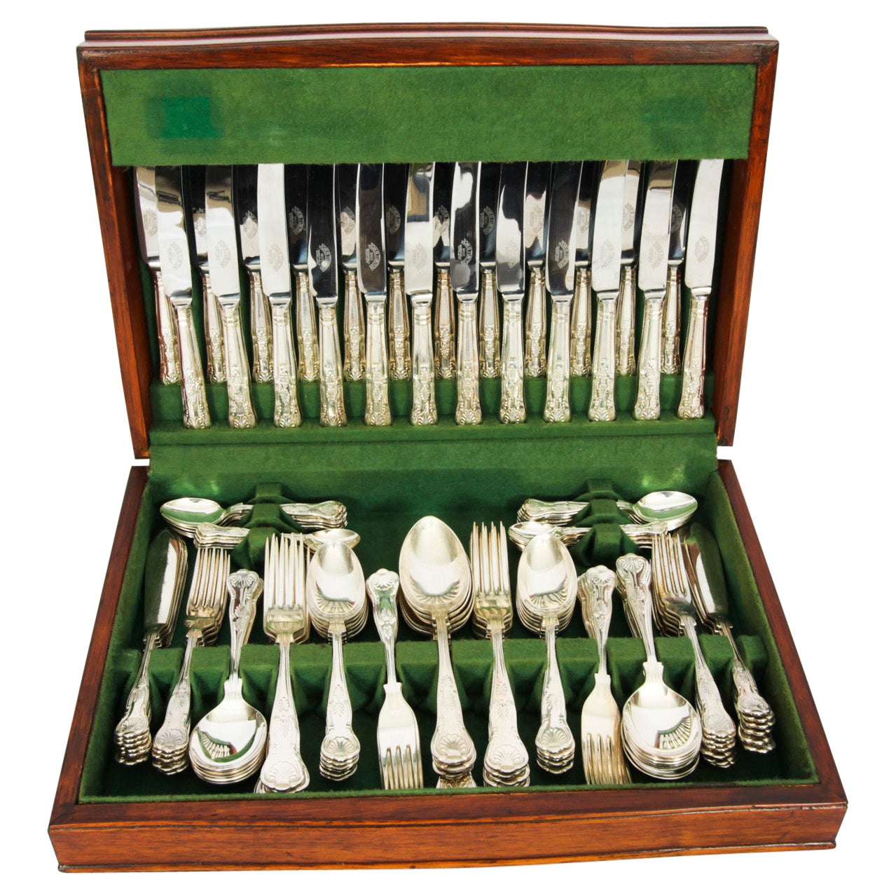 Vintage Canteen x 12 Silver Plated Cutlery Set by John Turton Mid 20th Century