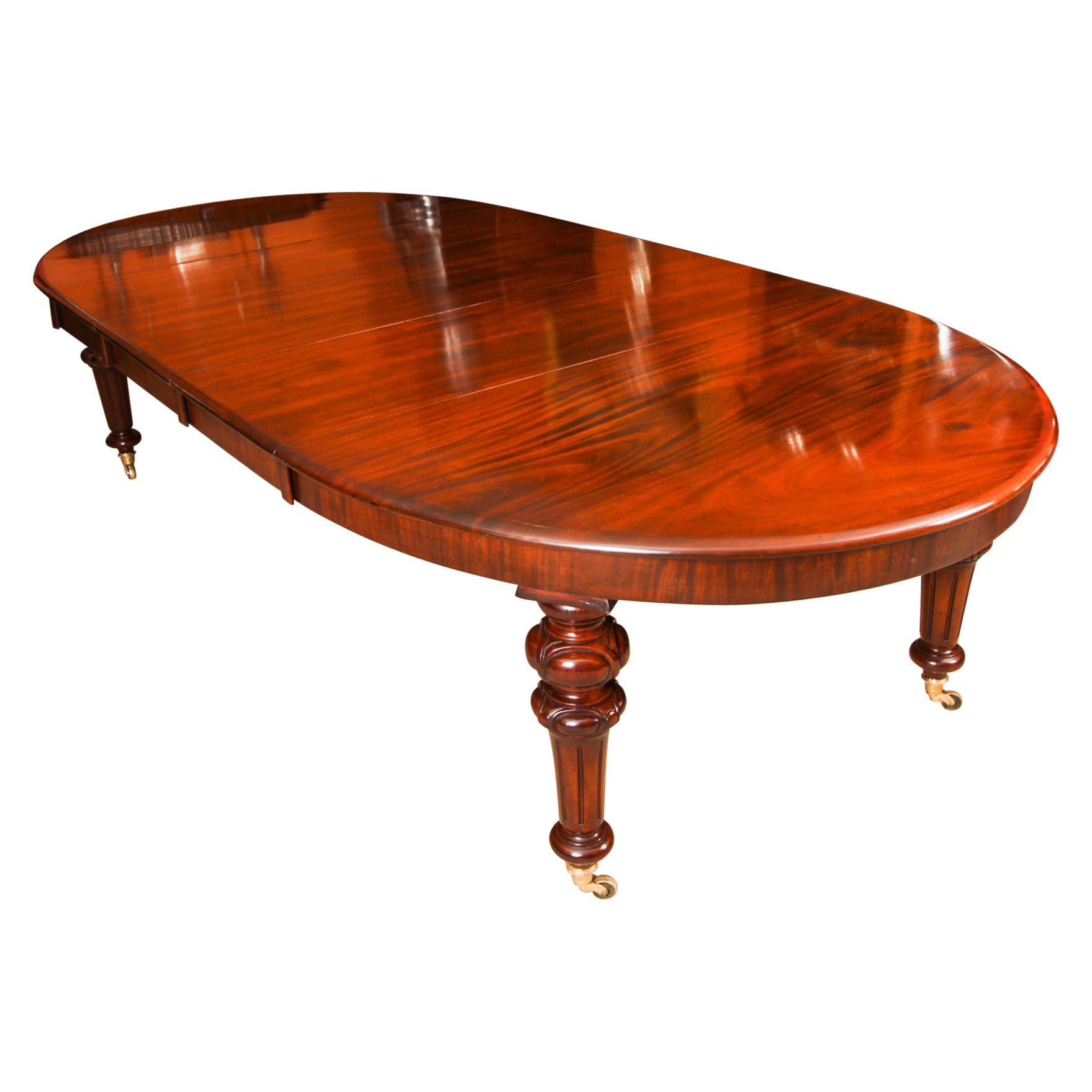 Antique Victorian Oval Flame Mahogany Extending Dining Table 19thC