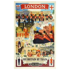 Original Vintage British Railways Poster London See Britain By Train Travel Art
