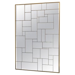 Contemporary Wall Mirror with Vintage 1970's Mirrors, Brass Details
