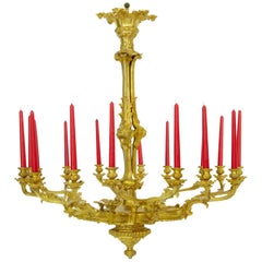 Antique 19th Century, French Gilded Ormolu Eight-Arm Chandelier