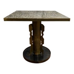 Acid-Etched Brass "Etruscan" Cocktail Table by Philip and Kelvin LaVerne