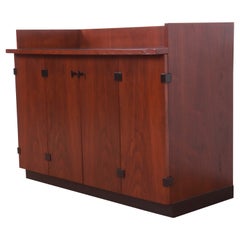 Milo Baughman for Directional Walnut and Ebonized Buffet Server or Bar Cabinet