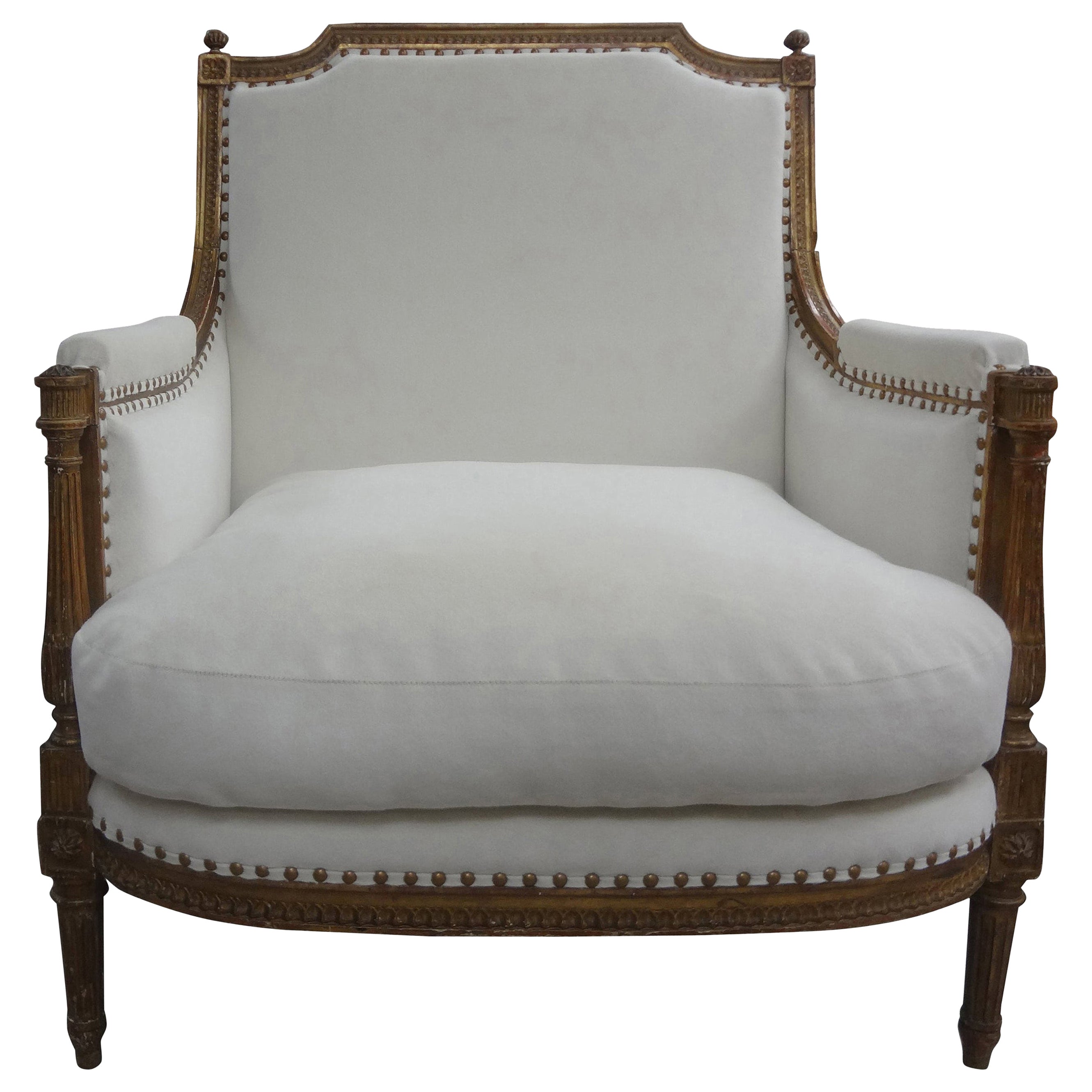 19th Century French Louis XVI Style Giltwood Marquise or Bergere