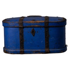 Early 19th Century Bright Blue Swedish Antique Travelling Box
