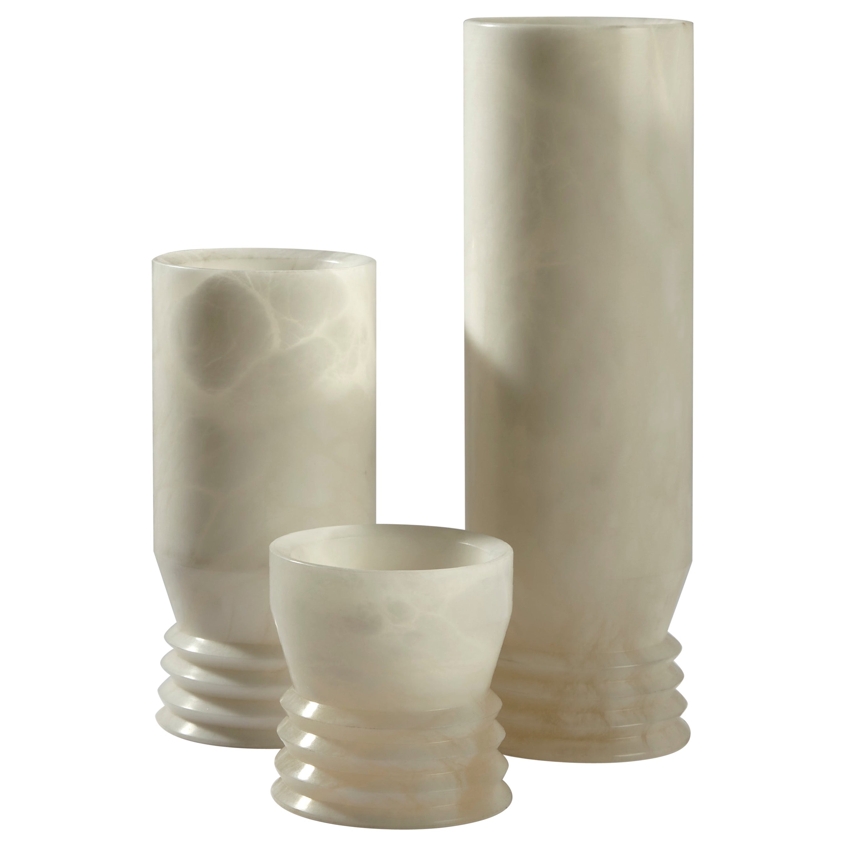 Vaso "Strato" in alabastro toscano di Andrea Grecucci
