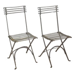 Pair of Late 19th Century French Arras Style Iron Folding Garden Chairs