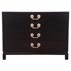 Landstrom Hollywood Regency Black Lacquered Chest of Drawers, Newly Refinished