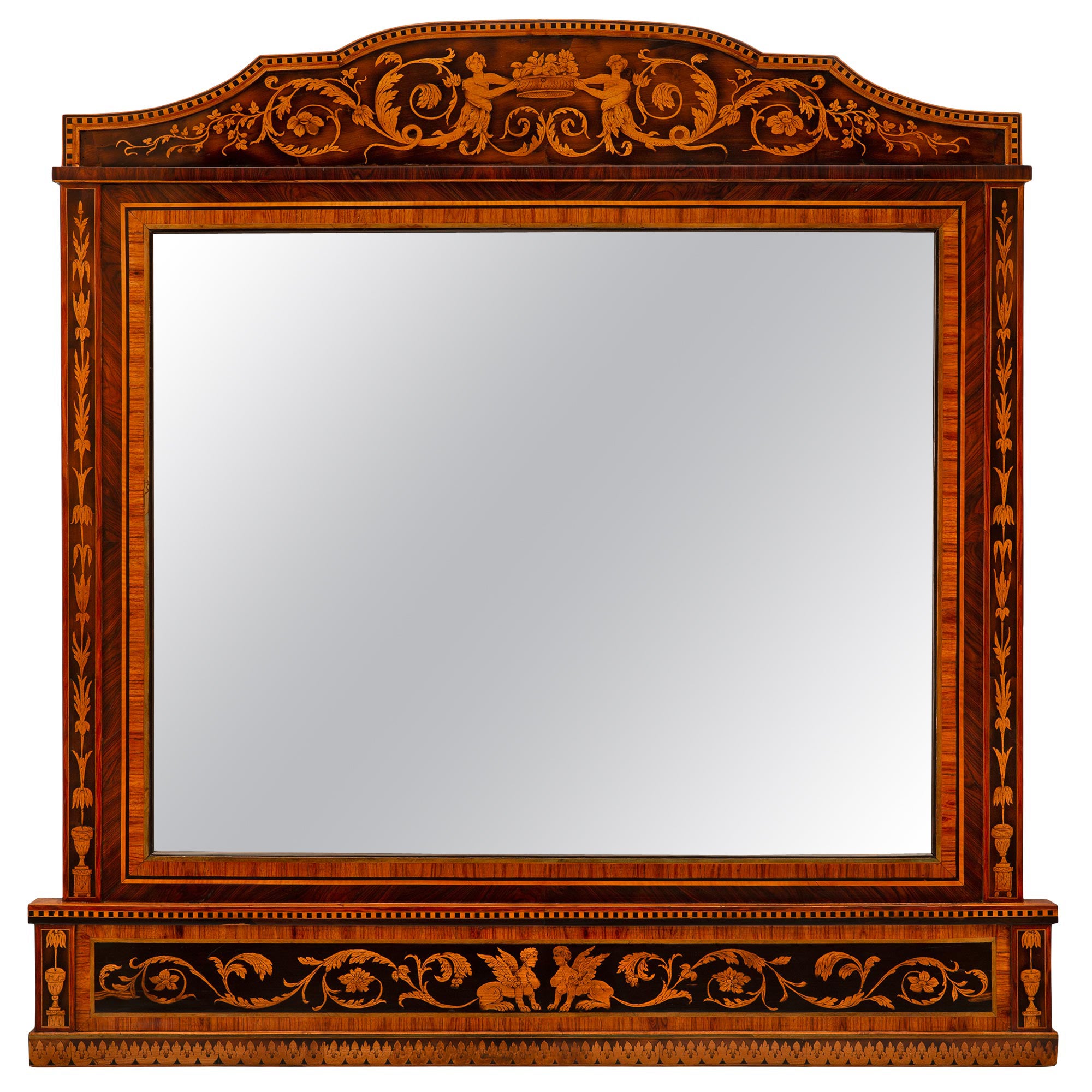 Italian Early 19th Century Neo-Classical St. Kingwood And Fruitwood Mirror For Sale