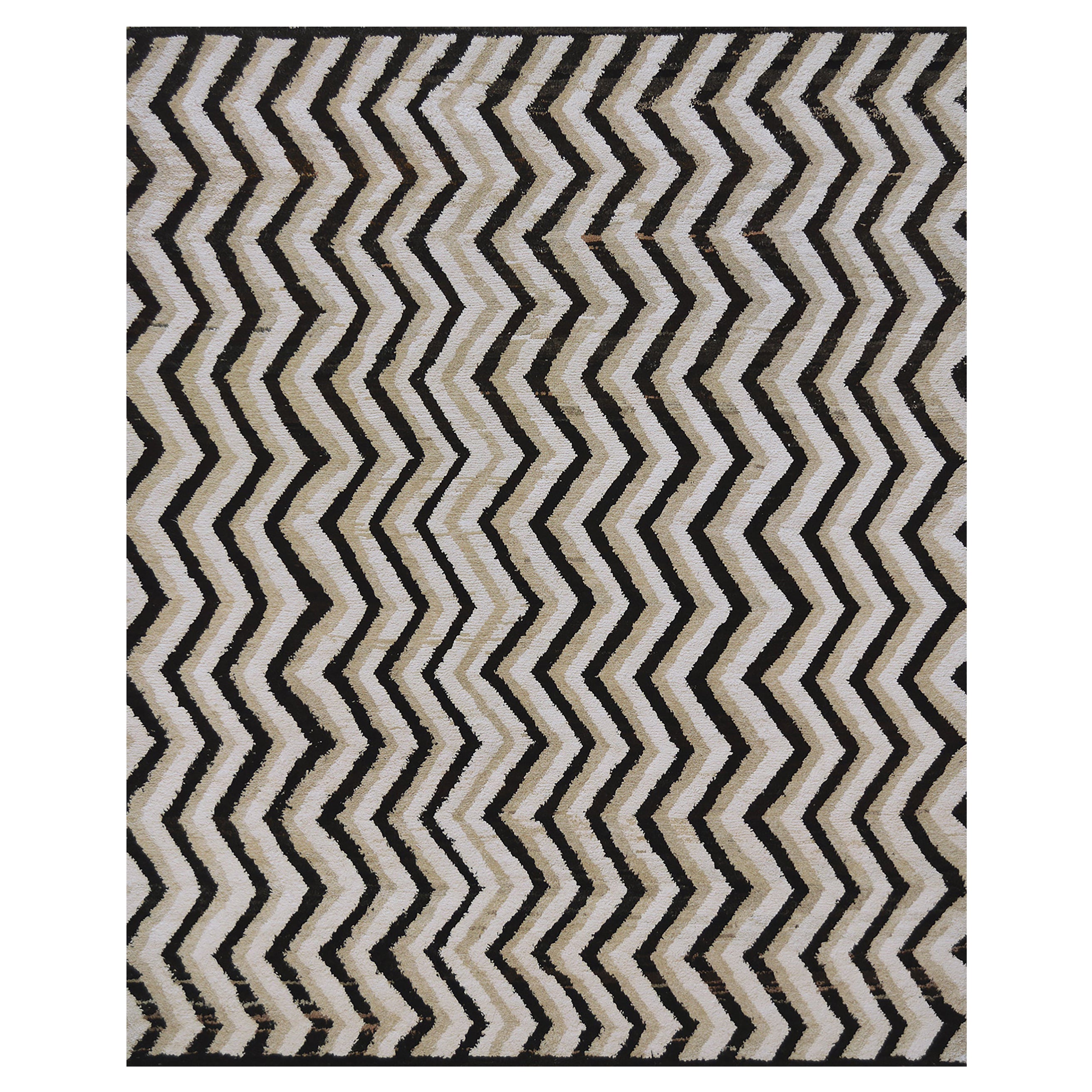 Handwoven Zig-Zag Turkish Style Wool Deco Rug