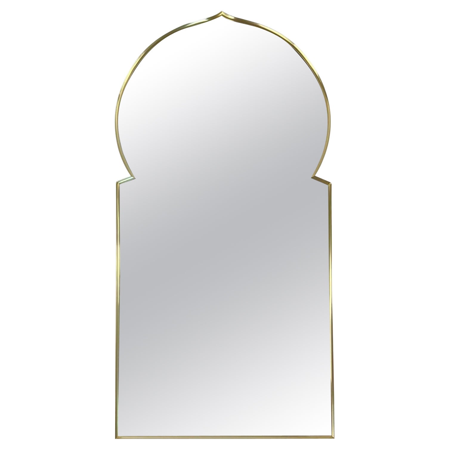 Vintage Modern Brass Moroccan Style Arched Mirror For Sale