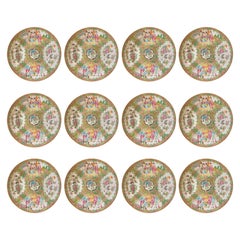 Set of 12 Chinese Rose Medallion Soup Plates