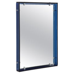 Miroir rectangulaire bleu moderniste Max Ingrand pour Fontana Arte, modle 2014