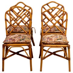 Set of Four Bamboo Side Chairs