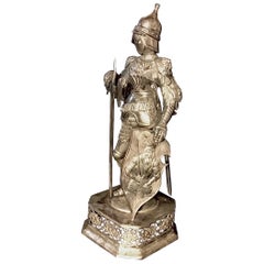 Antique German Solid Silver Knight Figure, Hanau, circa 1900