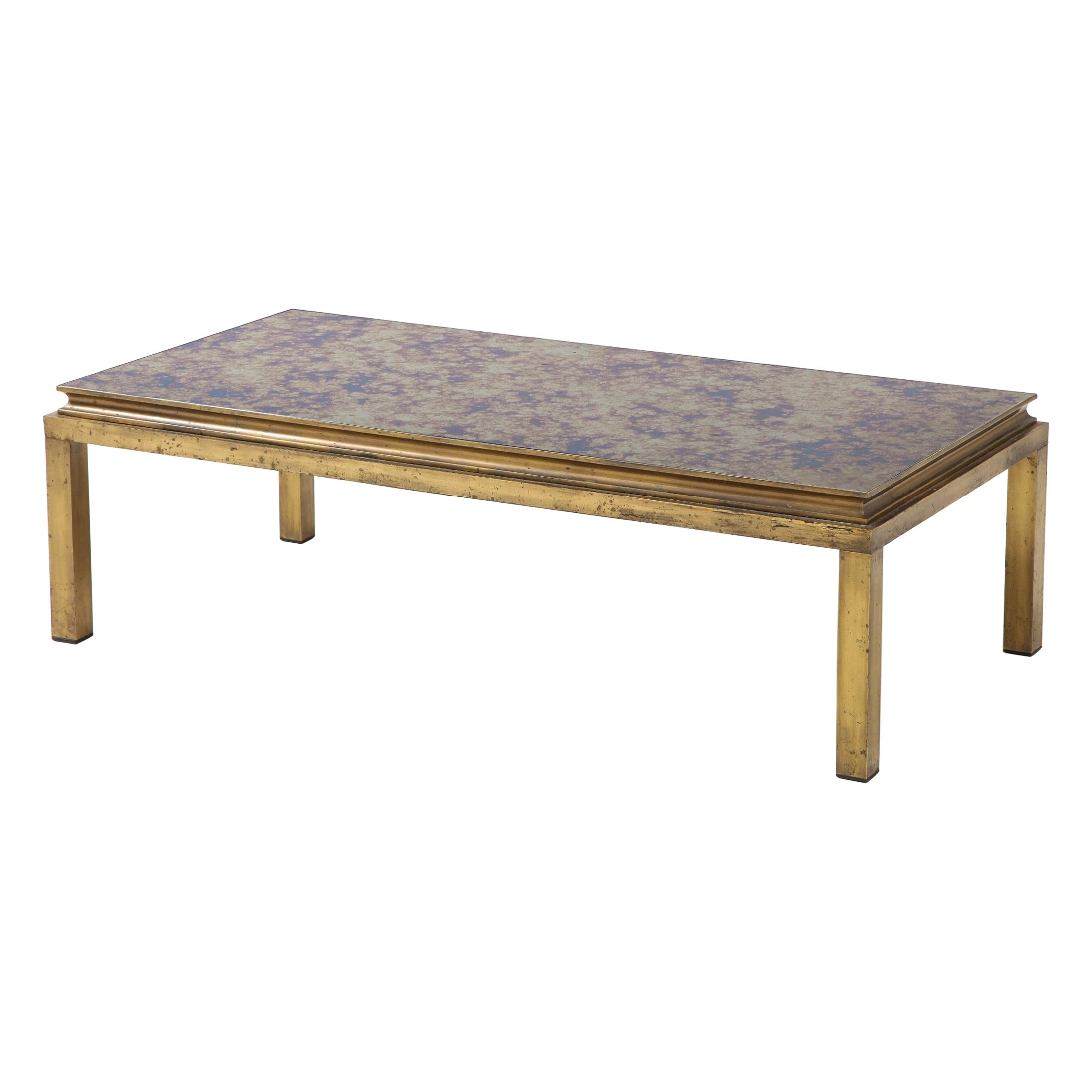 French MidCentury Brass and Glass Cocktail Table at 1stDibs