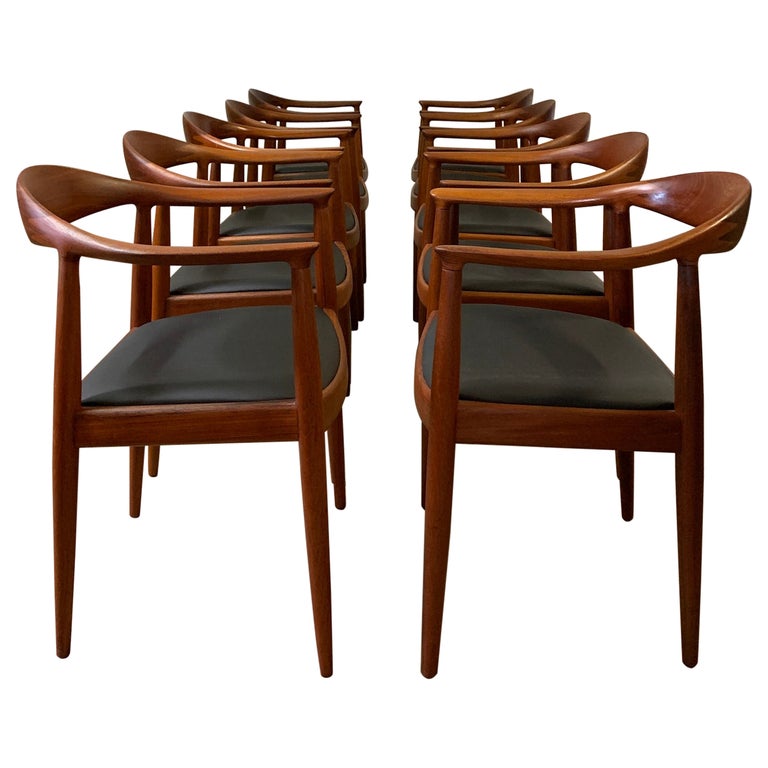 Ten Teak Round Chairs by Hans Wegner For Sale