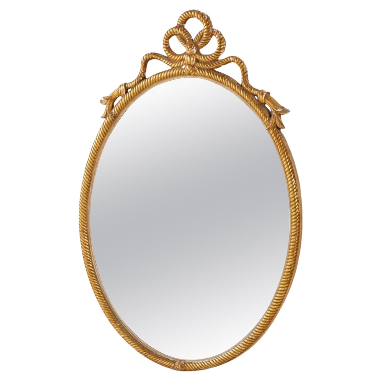 Early 20th Century Giltwood Rope-Twist Oval Mirror by Harris Interior Arts Inc. 