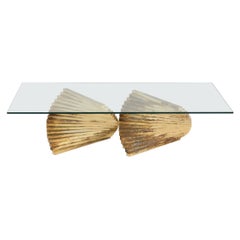 Retro Sculptural Brass and Glass Coffee Table